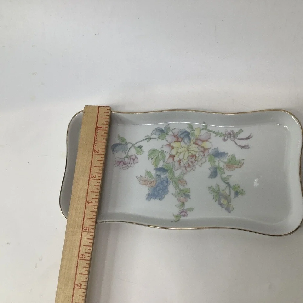 Vtg Andrea By Sadek Plate Tray Porcelain Made In Japan # 9920‎ Floral White Blue